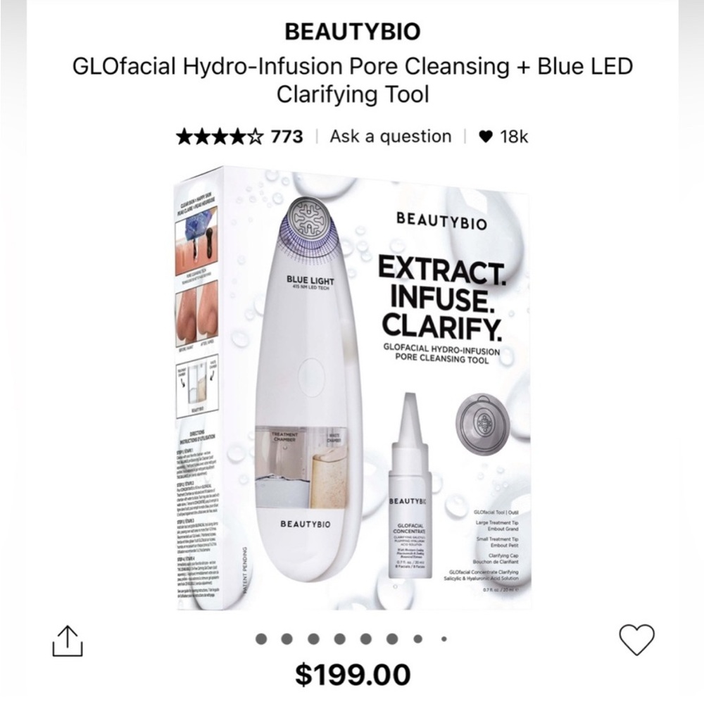 BeautyBio White Pore Cleansing Tool with Blue LED